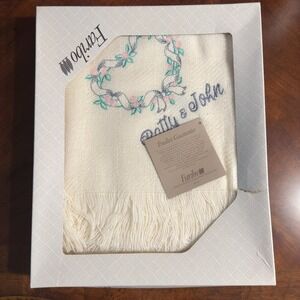 52"x52 Faribo Wool Acrylic Ivory Heart Throw Lap Blanket Fringed USA Patty John